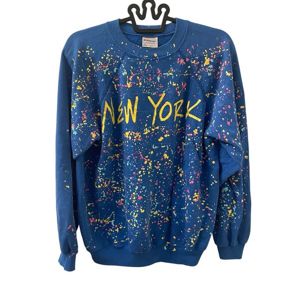 90’s Hanes Artist New York Raglan Sweatshirt Size XL - Picture 1 of 6